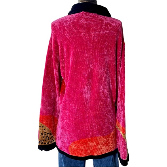 “THAT SWEATER” Neon Pink & Orange Chetah w/ Sequencing & Chenille - Picture 5 of 12